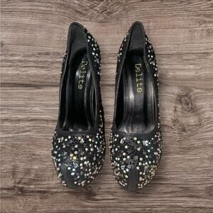 Delite - Black Rhinestone Embellished heels – Women’s Size EU 38 / US ~7.5–8